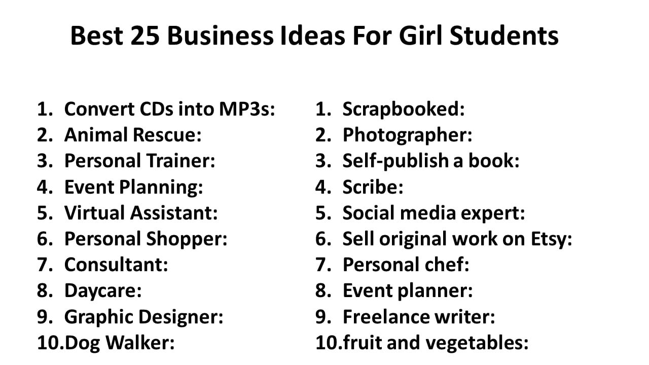 Best 25 Business Ideas For Girl Students