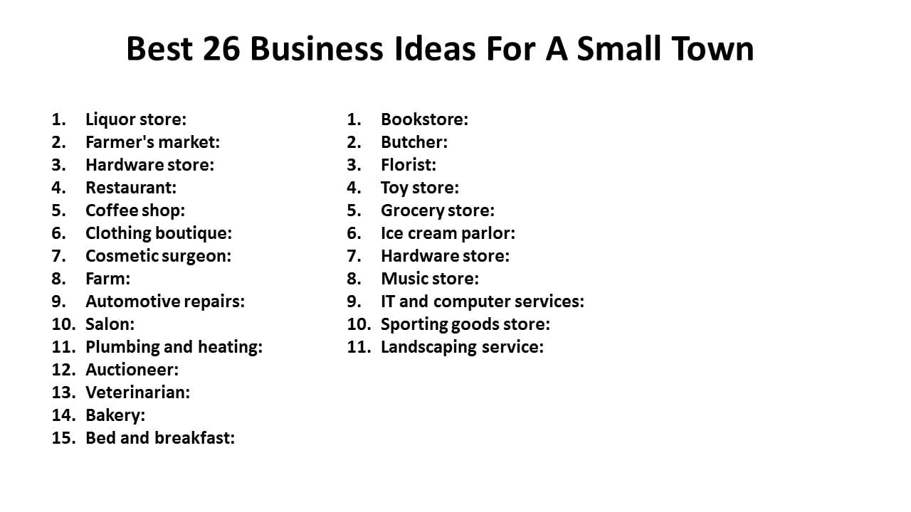 Best 26 Business Ideas For A Small Town