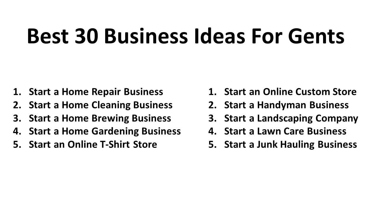 Best 30 Business Ideas For Gents
