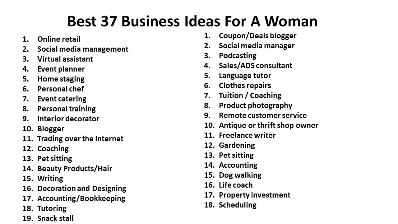 Best 37 Business Ideas For A Woman