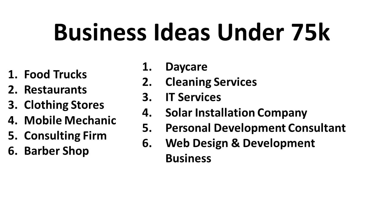 Business Ideas Under 75k