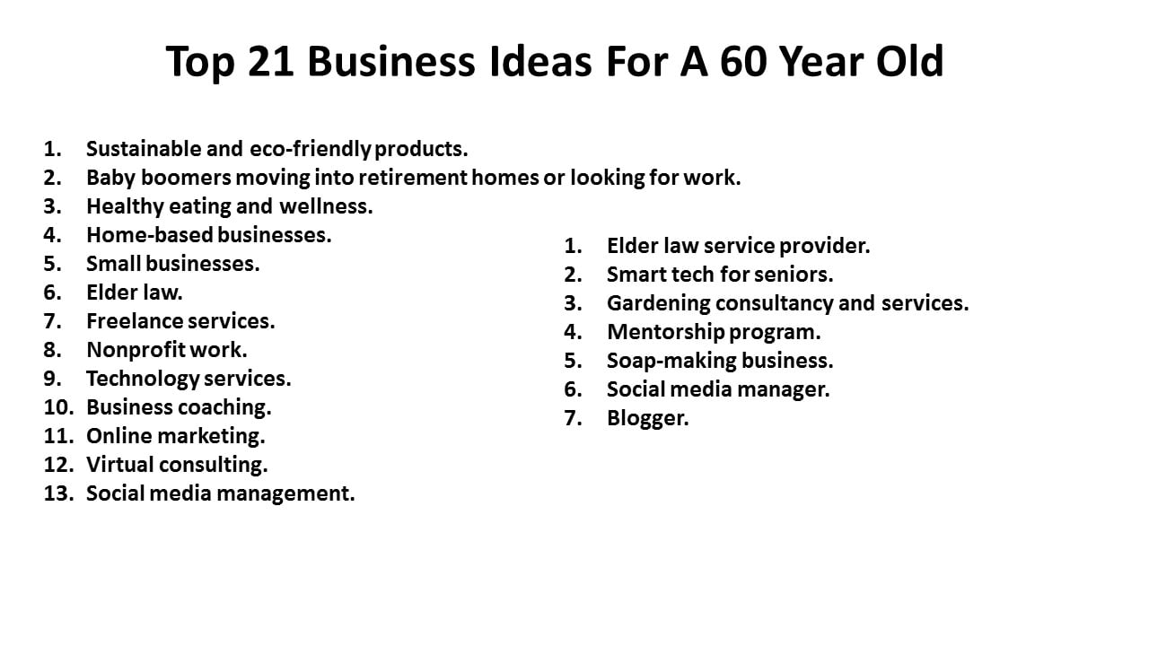Top 21 Business Ideas For A 60 Year Old