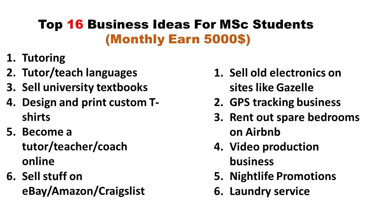 Top 16 Business Ideas For MSc Students